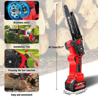 Mini Cordless Chainsaw 8 Inch, Cordless Brushless with Battery 4000mAH ...