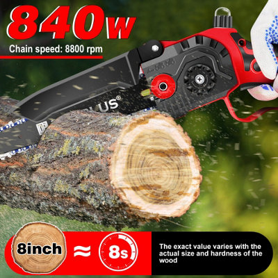 Mini Cordless Chainsaw 8 Inch, Cordless Brushless with Battery 4000mAH ...