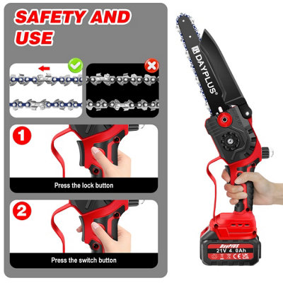 Mini Cordless Chainsaw 8 Inch, Cordless Brushless with Battery 4000mAH ...