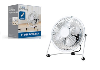 Mini Desk Fan 4 Inch USB Portable Single Speed With Tilting Head 2.5W