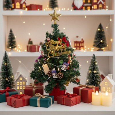 Mini Desktop Christmas Tree with Fairy Lights, 11cm Dia x 60cm H