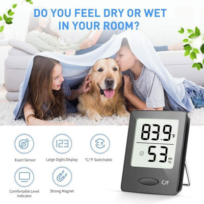 Mini Digital LCD Humidity Meter Thermometer Black