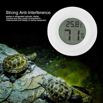Mini Digital LCD Thermometer&Hygrometer for Reptiles-Round Temperature ...