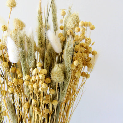 Mini Dried Flower Bouquet - Neutral Tones - 50cm in Height - For Home Décor - Flower Arranging