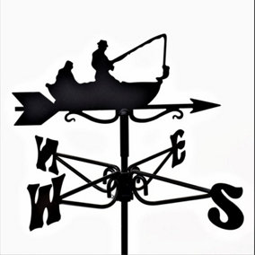 Mini Fisherman Weathervane - Steel - L38 x W38 x H43 cm - Black