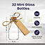 Mini Glass Bottles with Cork Lids for Wedding Decorations (32 Pack) with Craft Labels, Funnel and Twine
