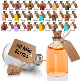 Mini Glass Bottles with Cork Lids for Wedding Decorations and Celebrations 50ml (80 Pack)