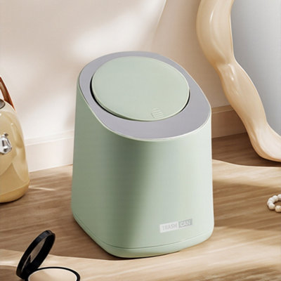 Mini Green Desktop Trash Bin with Press-top Lid