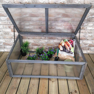 Mini Grey Cold Frame Greenhouse with Lid