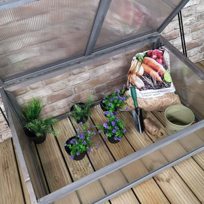Mini Grey Cold Frame Greenhouse with Lid - 6