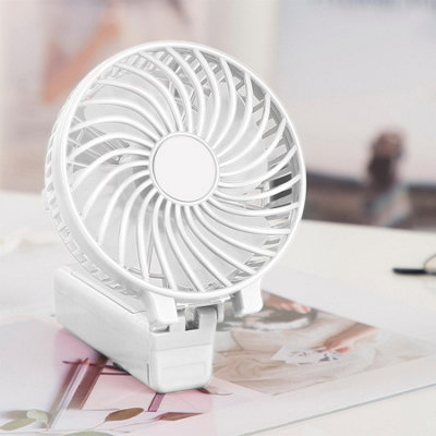 Aioneus Mini Handheld Fan, 3 Speeds, 2000mAh USB Rechargeable Travel Commute White