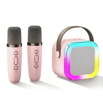 Mini Karaoke Machine Kids with 2 Microphone Portable Bluetooth Speaker ...