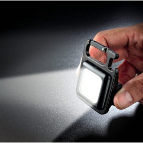 Mini LED Keyring Torch - Metal Cased 30 COB LED Light with Magnet, Carabiner Hook, Bottle Opener and Bracket - 3 Lighting Modes