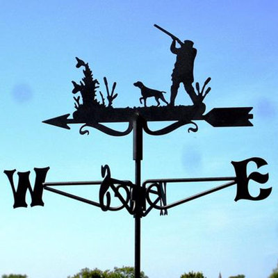 Mini Man with Shotgun Weathervane - Steel - L38 x W38 x H46 cm - Black