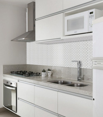 Mini Metro White Self-Adhesive Mosaic Tile