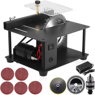 Mini Multi-Functional Table Saw, Adjustable Cutting Sanding Engraving Drilling All-in-One Machine