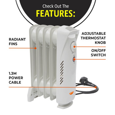Mini Oil Filled Radiator with 0.5kW Output & Overheat Protection ...