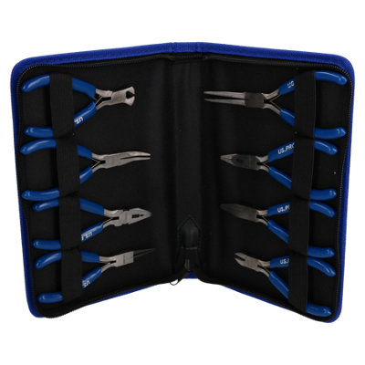 AB Tools 5pc Mini Plier Set – Long Nose, Cutters, Needle Pliers, Zipper Case, 1-Year Warranty