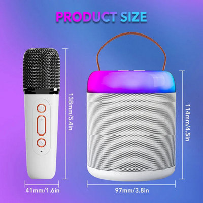 Mini Portable Karaoke Machine, Bluetooth Speaker with 2 x Wireless ...