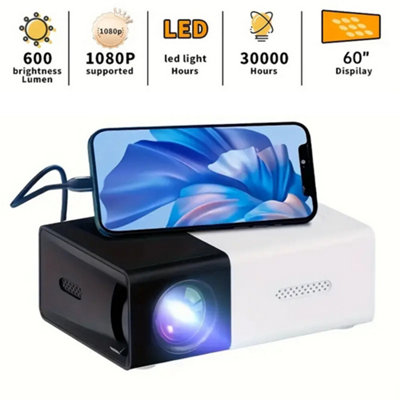 Mini Portable LED Projector 1080P Support 60