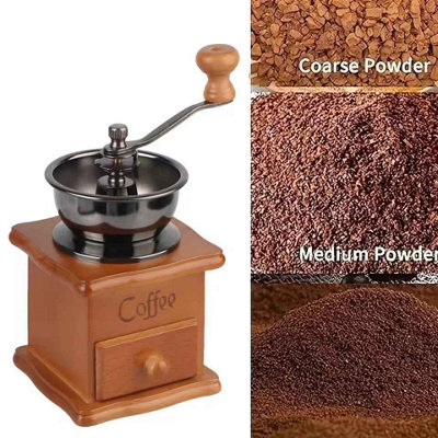Mini Retro Wooden Manual Coffee Grinder with Ceramic Burr and
