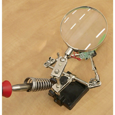 Mini Robot Helping Hands with 90mm Magnifier & Soldering Iron Stand ...