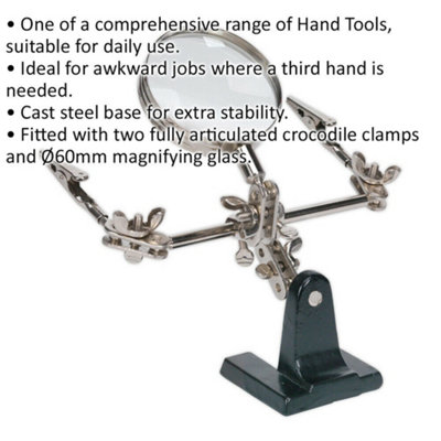 Mini Robot Soldering Stand with 60mm Magnifier -Helping Hands Hobby Clips Holder
