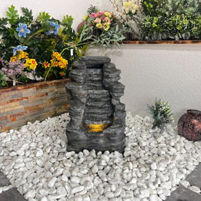 Mini Rock Cascade Mains Power Water Feature With Cover