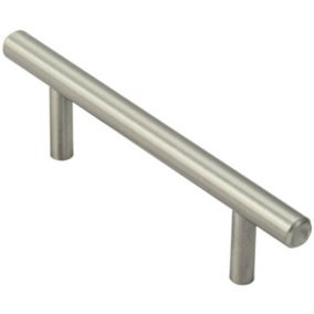 Mini Round T Bar Pull Handle 100 x 8mm 64mm Fixing Centres Satin Nickel