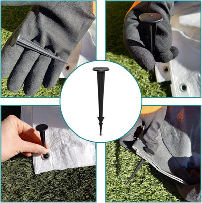 Mini Securing Pegs Pack of 100-Heavy-Duty Ground Pegs for Securing Landscape Fabric - Durable Weed Membrane Pegs Plastic Pegs - 7