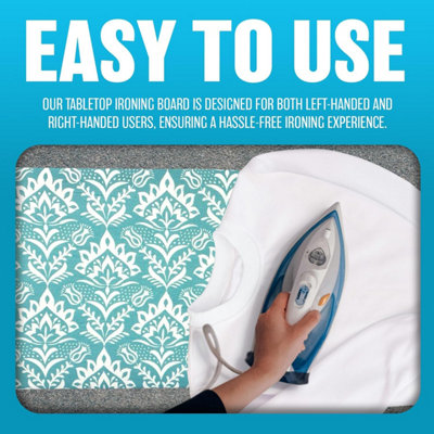 Mini Tabletop Ironing Board - Ironing Laundry Clothes - Adjustable Height, 100% Cotton Cover, Steel Net Board, Sewing Accessory