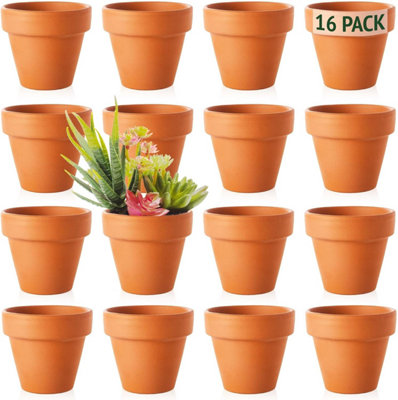 Mini Terracotta Plant Pots - 16 Pack 4.5cm Clay Pots for Succulents, Flowers, Crafts, and Decor