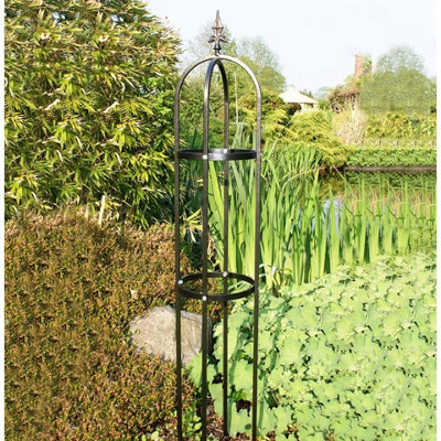 Mini Tower, Garden Obelisk, Plant Support - Solid Steel - L25 x W22.9 x  H139.7 cm