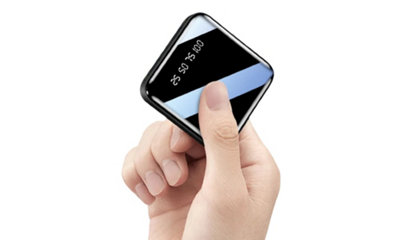 Mini Travel Dual-Port 10000mAh Power Bank- Black