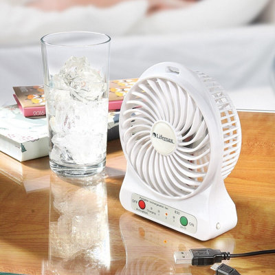 Mini USB Rechargeable Cordless Fan Compact Portable Powerful Fan with 3 Power Levels Measures H14cm x W11cm x D4cm