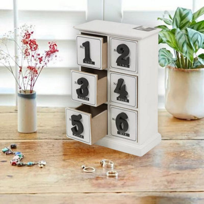 Mini Vintage Wooden 6 Drawer Cabinet With Numbers