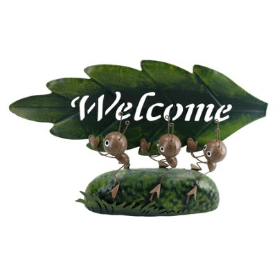 Miniature Life Metal Ant Welcome Trio Garden Home Gift Ornament 6x23x34cm