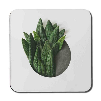 Minimal Green Leaves Coaster Set / Default Title