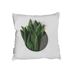 Minimal Green Leaves Cushion / 45cm x 45cm