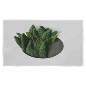 Minimal Green Leaves Kitchen Towel / Default Title