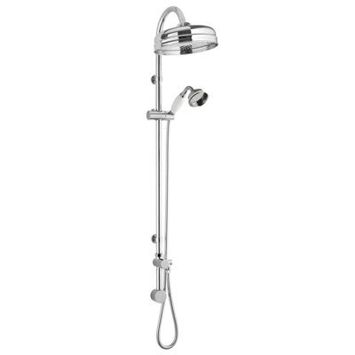 Minimal Rigid Riser Shower Kit with Fixed Head & Handset  - Chrome/White Price Comparisons | Compare The Build