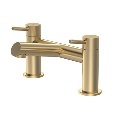 Minimalist Deck Mounted Bath Filler Tap - Brushed Brass - Balterley