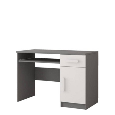 Minimalist Grey and White Computer Desk H760mm W1100mm D500mm - White ...