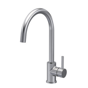 Minimalist Kitchen Mono Mixer Tap with 1 Lever Handle, 436mm - Brushed Nickel