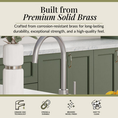 Minimalist Kitchen Mono Mixer Tap with 1 Lever Handle, 436mm - Brushed ...