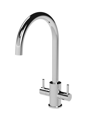 Minimalist Kitchen Mono Mixer Tap with 2 Lever Handles, 436mm - Chrome