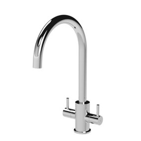 Minimalist Kitchen Mono Mixer Tap with 2 Lever Handles, 436mm - Chrome