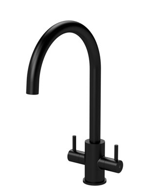 Minimalist Kitchen Mono Mixer Tap with 2 Lever Handles, 436mm - Matt Black