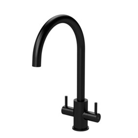 Minimalist Kitchen Mono Mixer Tap with 2 Lever Handles, 436mm - Matt Black