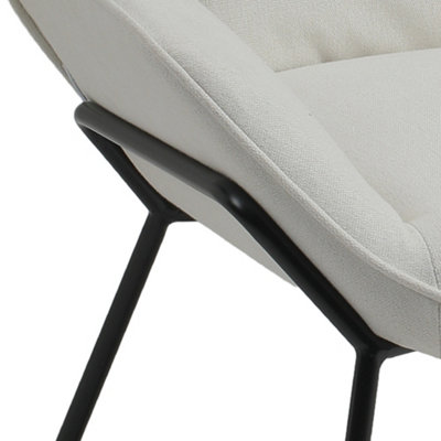 Minimalist Linen Armchai with Metal Legs Comfy Seat/Backrest for Bedroom Office Beige